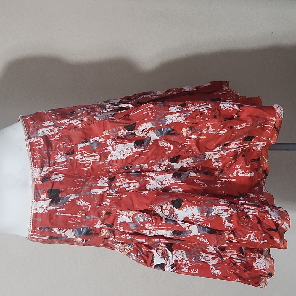 Spanner Red Abstract A-line Pleated Skirt Womens Size 8